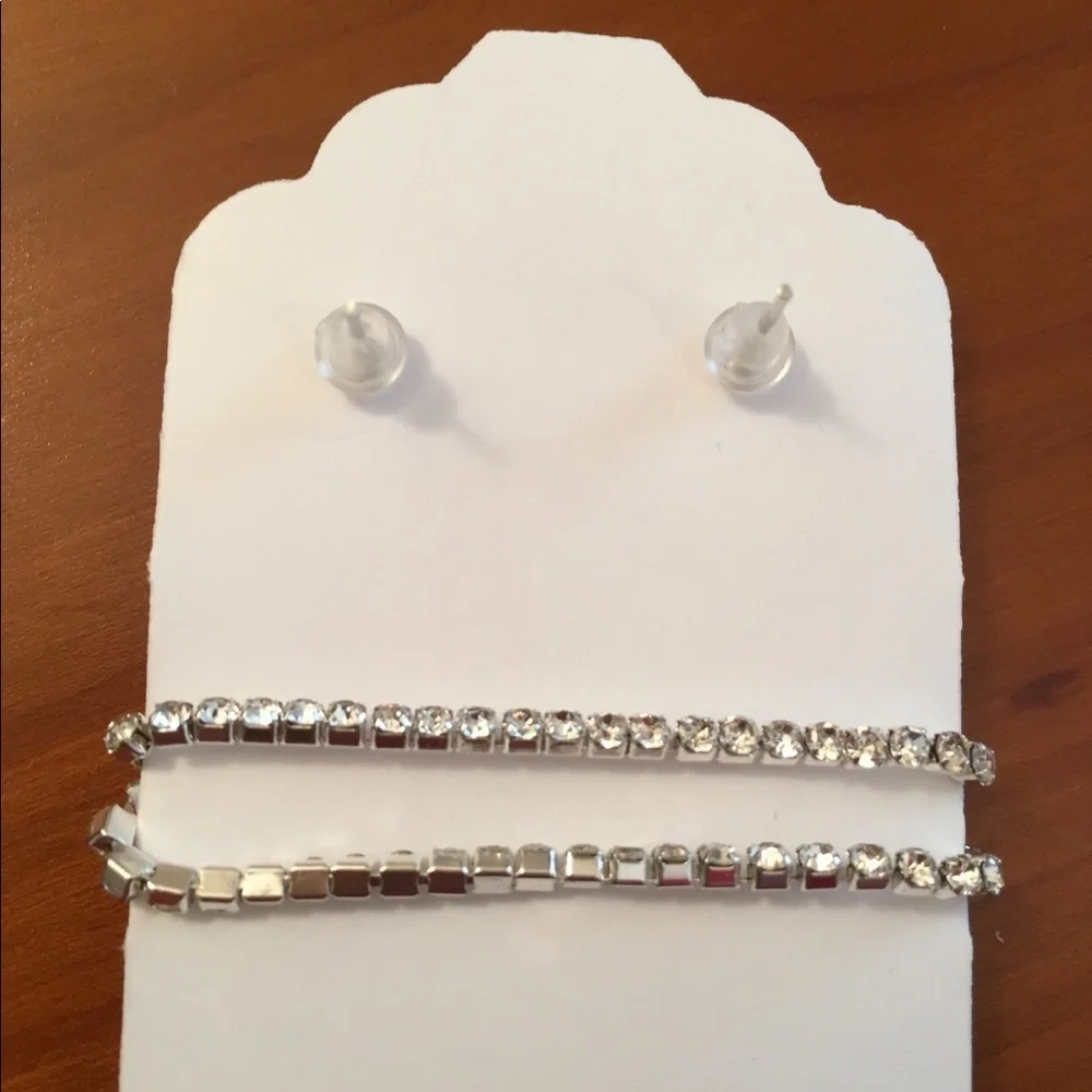 Crystal stud earrings and bracelet